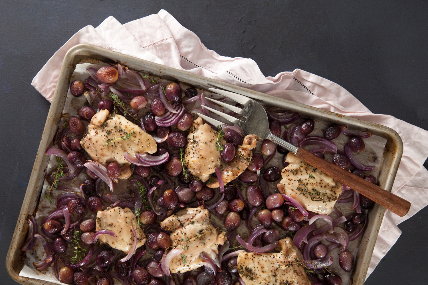 Roasted Chicken Thighs with Grapes