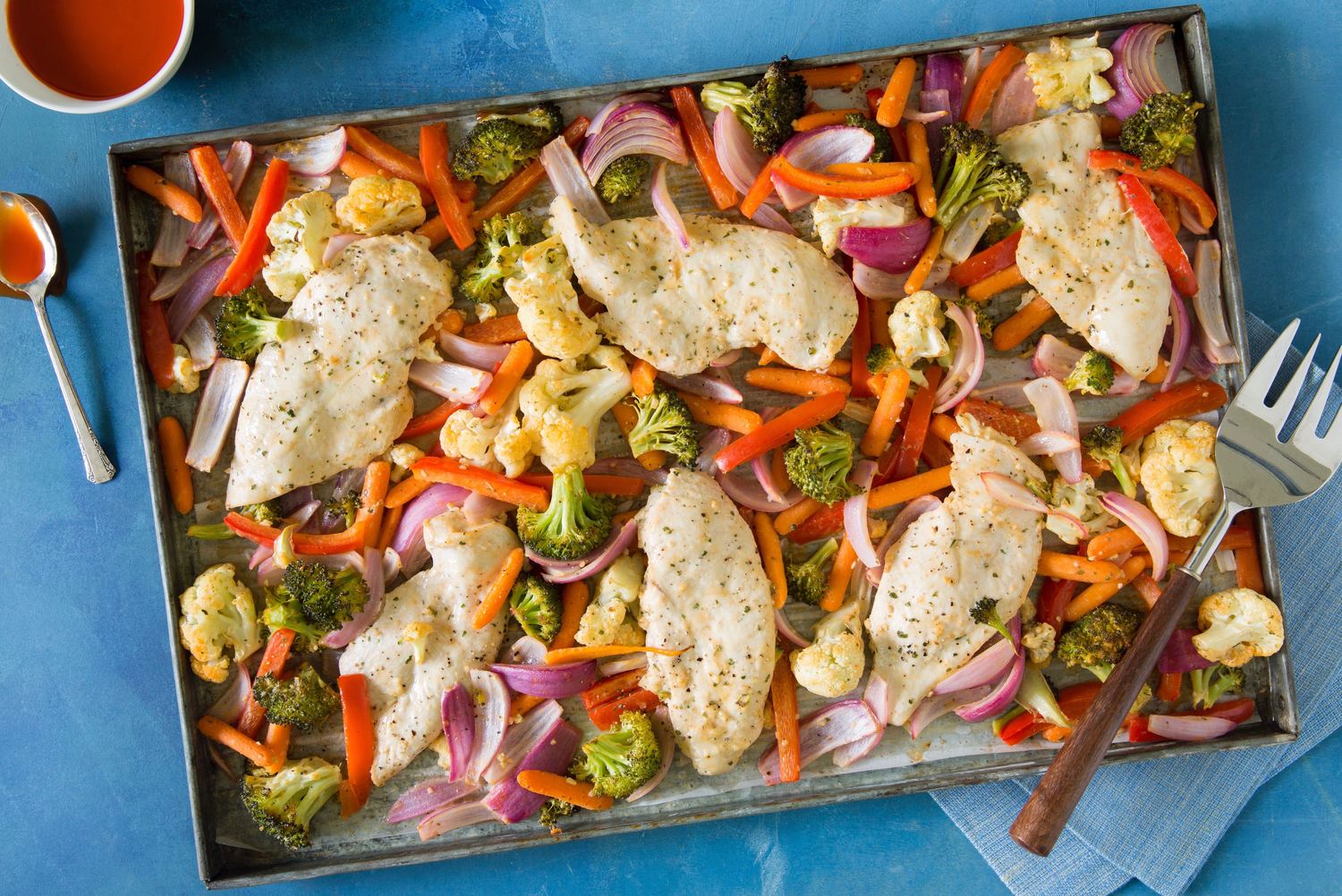 Sheet Pan SrirachaRanch Chicken