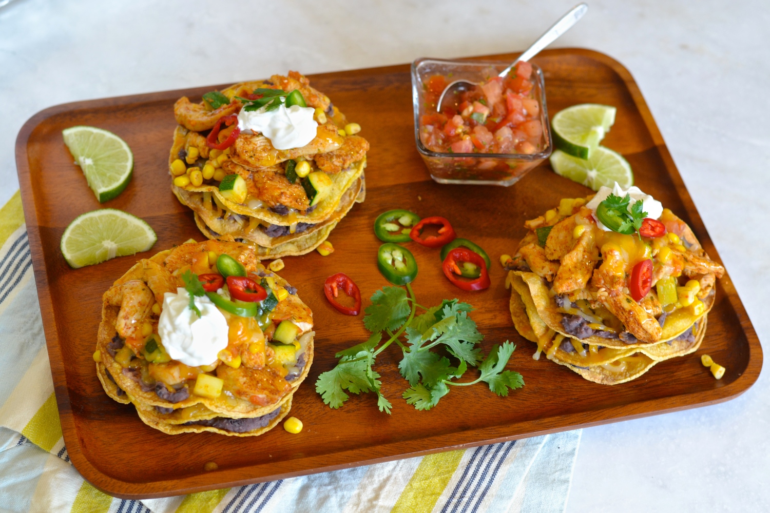 Crunchy Chicken Tostada Stacks