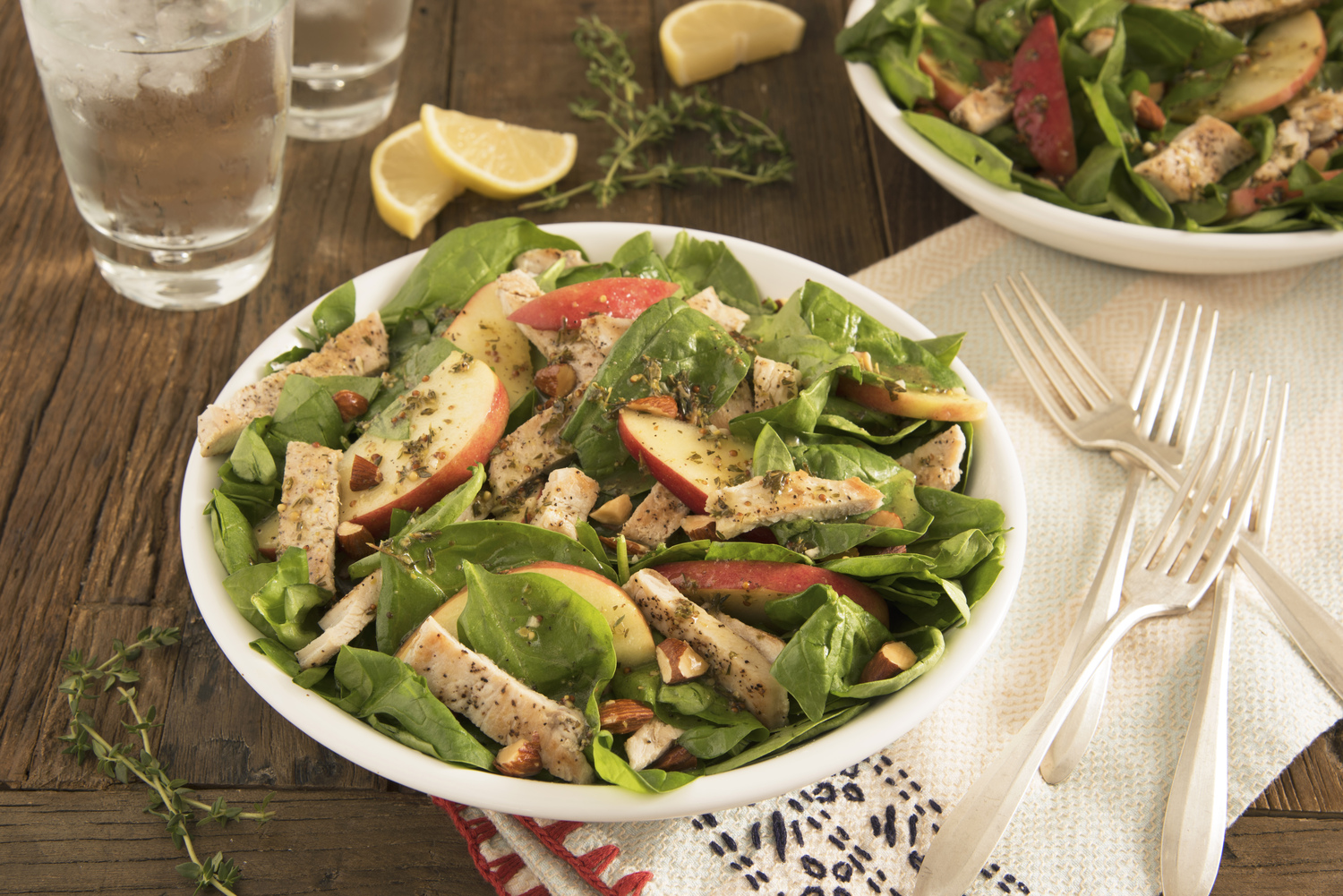 Chicken and Apple Spinach Salad with LemonThyme Vinaigrette