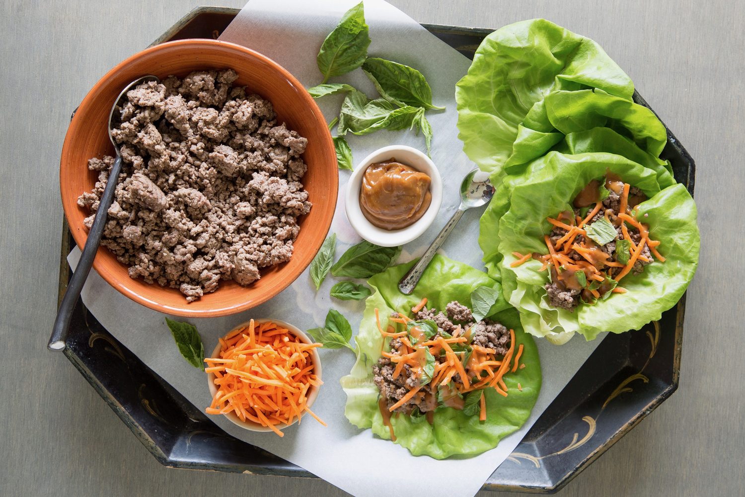 Beef Lettuce Wraps with Peanut Sauce