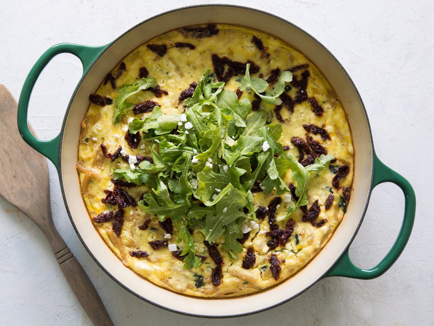SunDried Tomato, Spinach, and Pasta Frittata