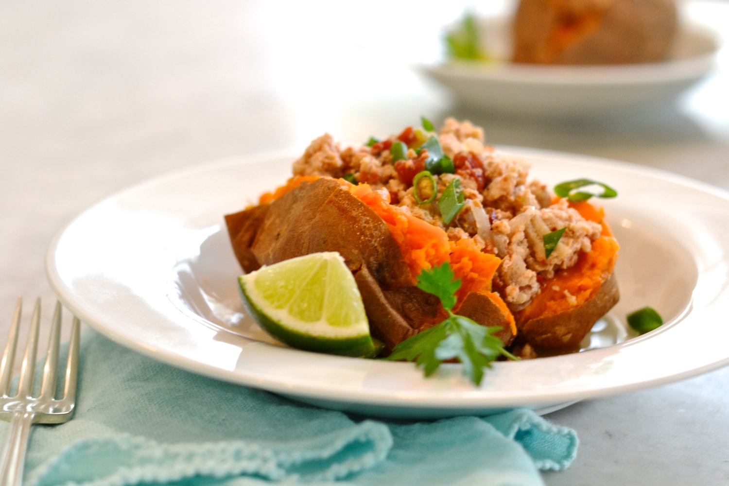 Smoky Turkey Chili in Sweet Potatoes