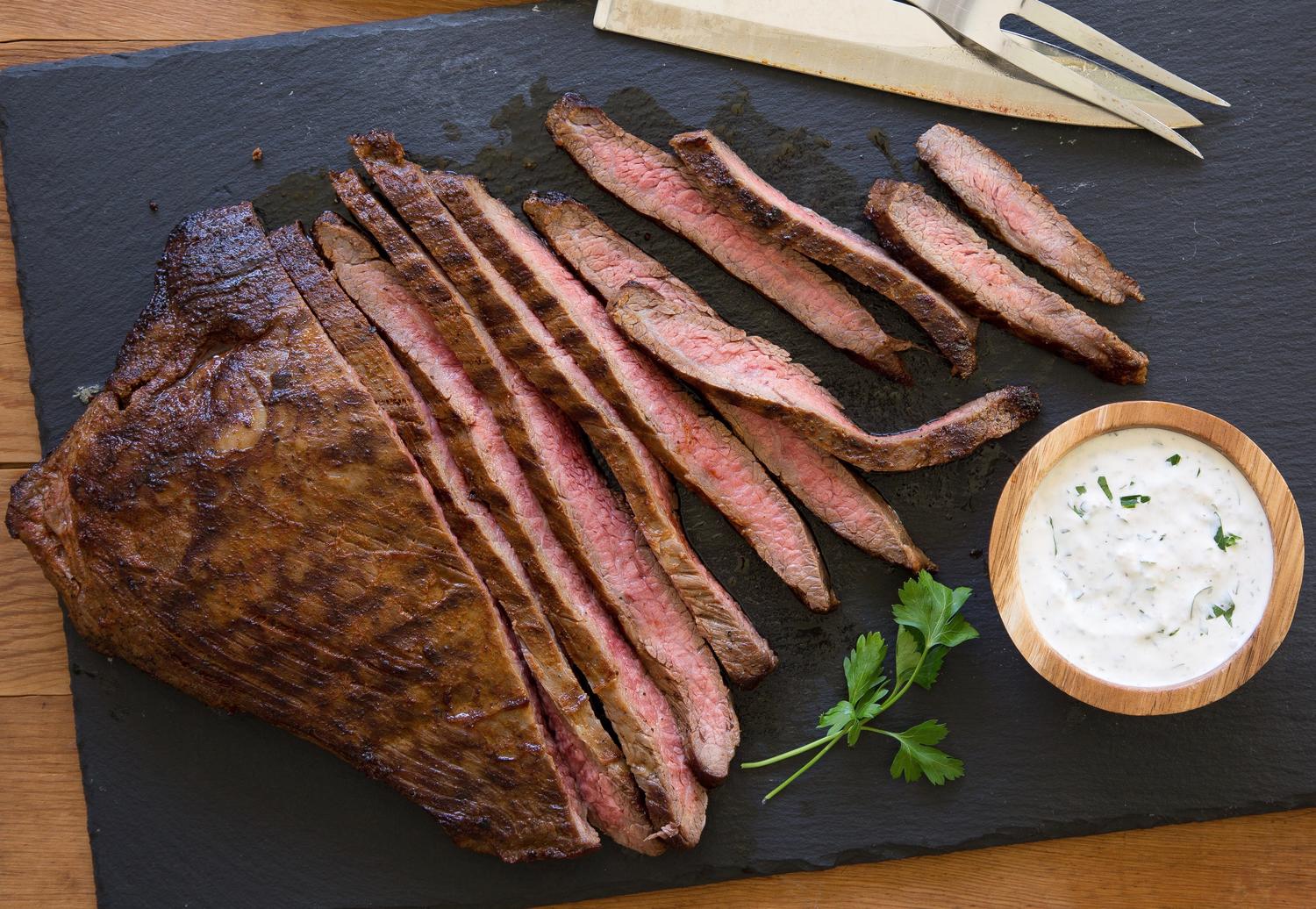 Flank Steak With Creamy Horseradish Sauce
