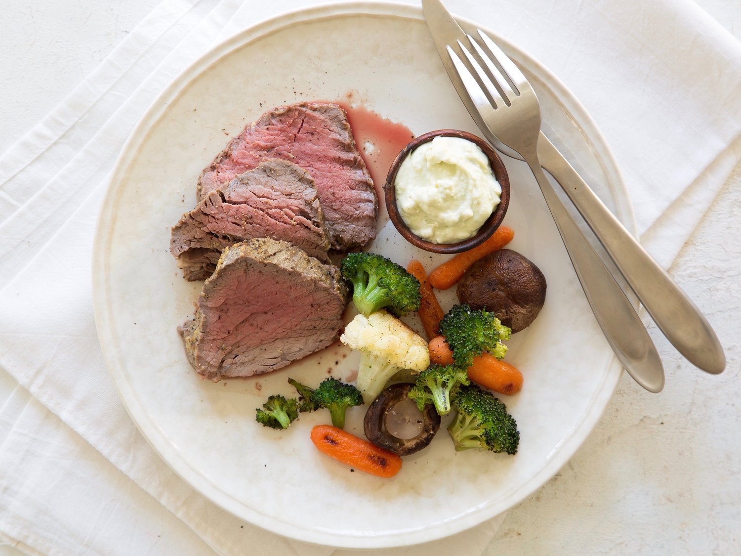 Beef Tenderloin with Avocado Cream