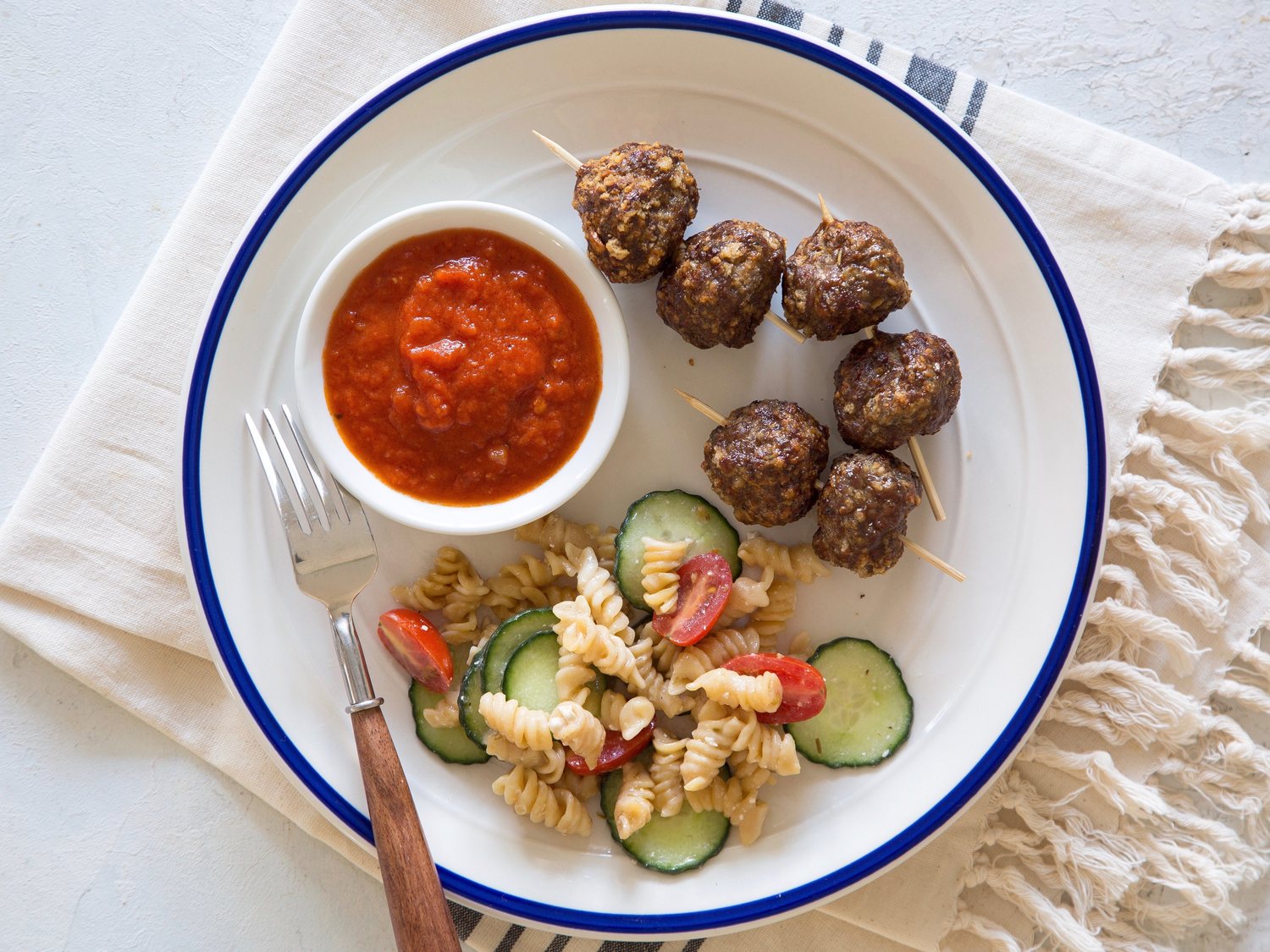 Meatball Skewers with Marinara Sauce