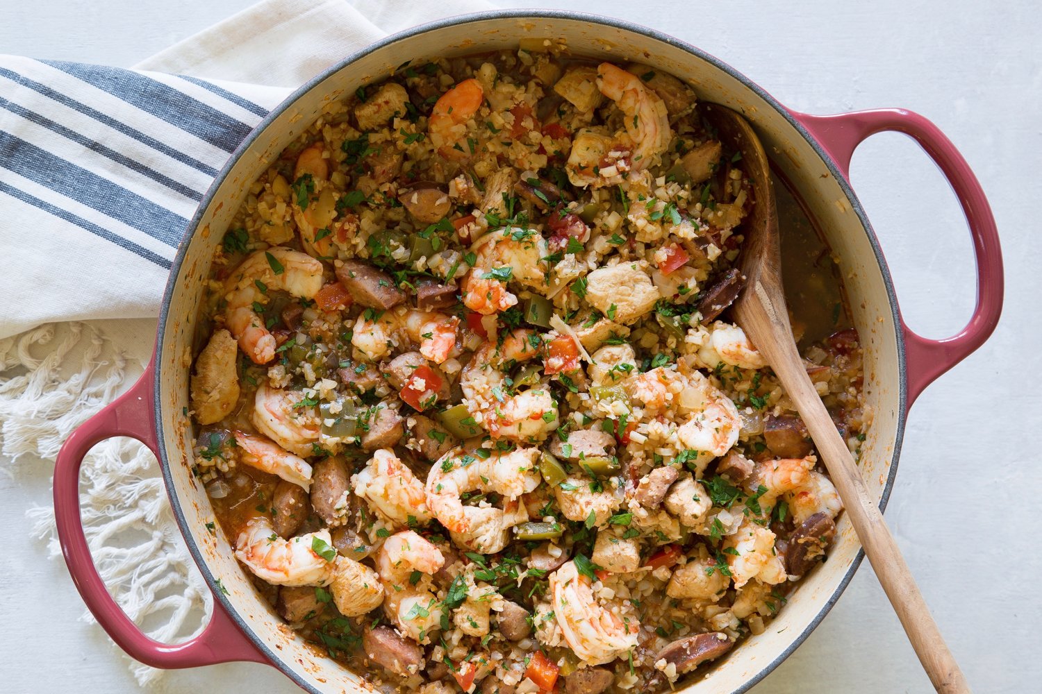 Chicken, Andouille, and Shrimp Jambalaya