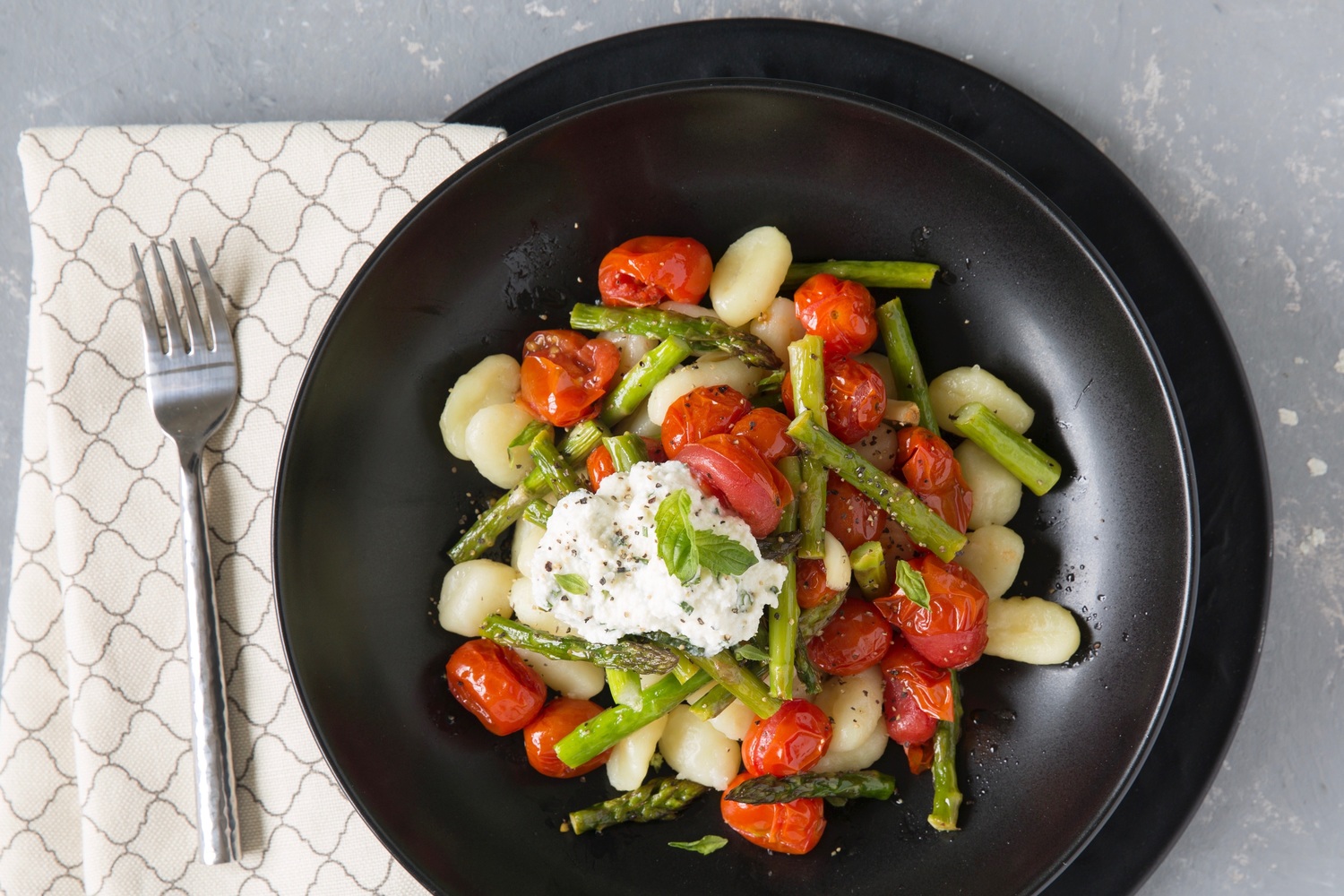 Roasted Tomato and Asparagus Gnocchi