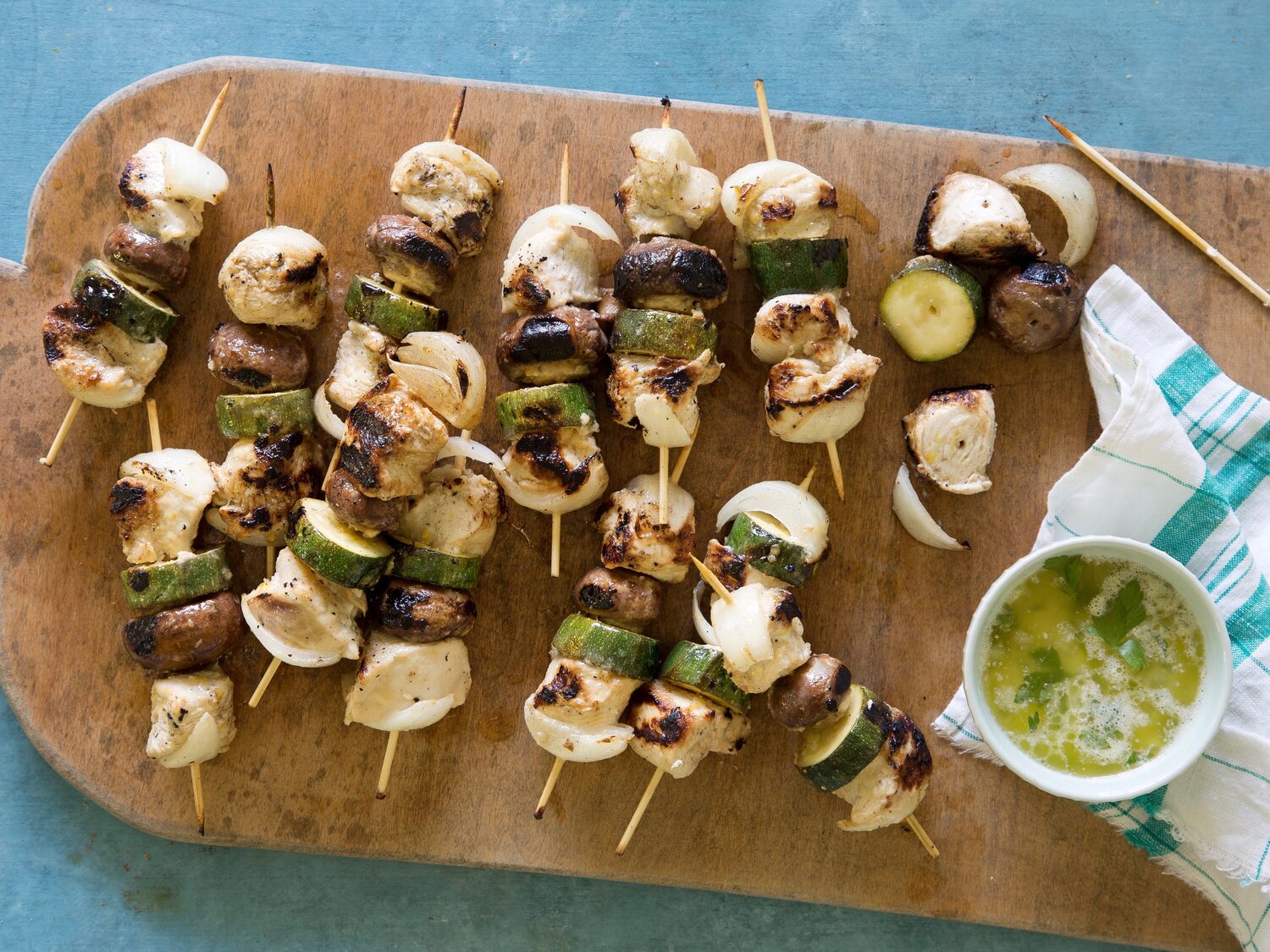 Grilled Chicken Kabobs with Lemon Butter Sauce