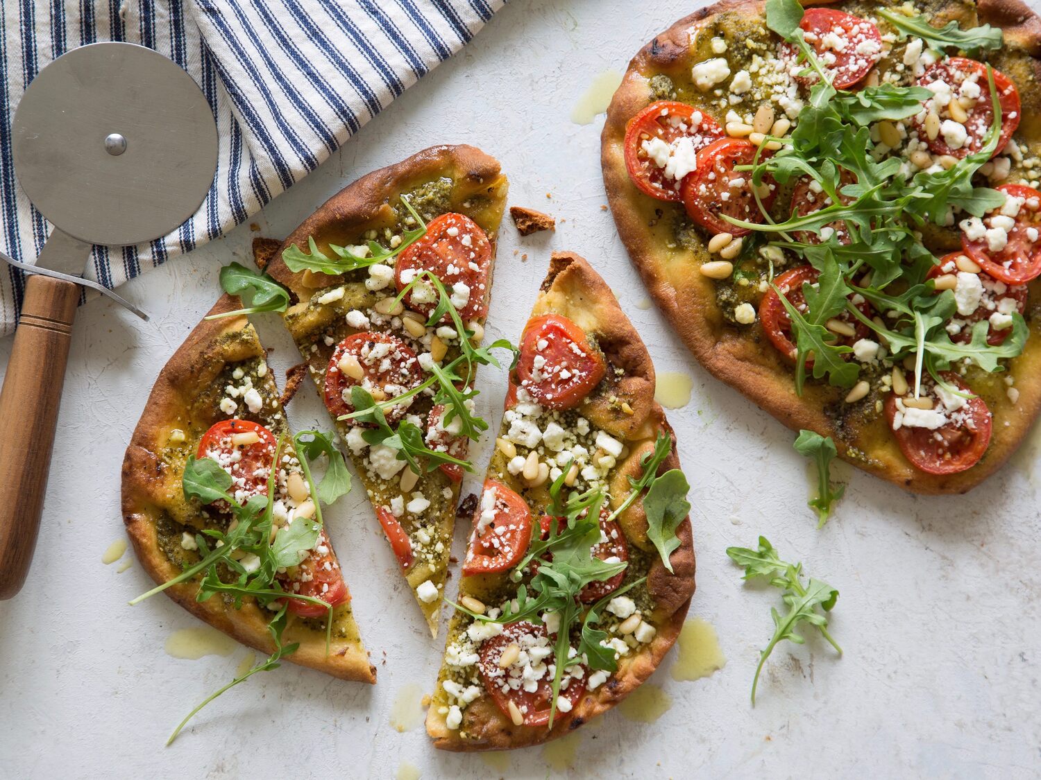 Goat CheesePesto Naan Pizzas